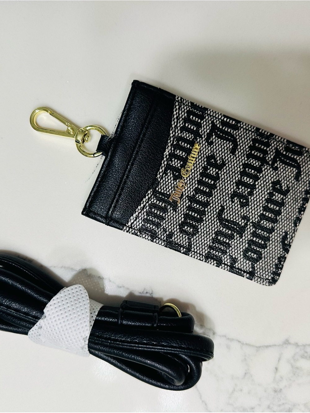 Juicy Couture Black and Pink ID Card Holder with Gold Clip